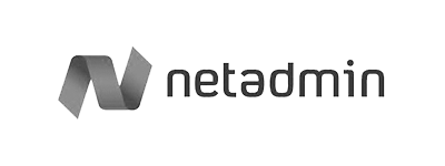 Netadmin-logotyp med en stiliserad bokstav N i grått bredvid texten netadmin.