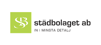 Logotyp för städbolaget ab med slogan 'In i minsta detalj'.